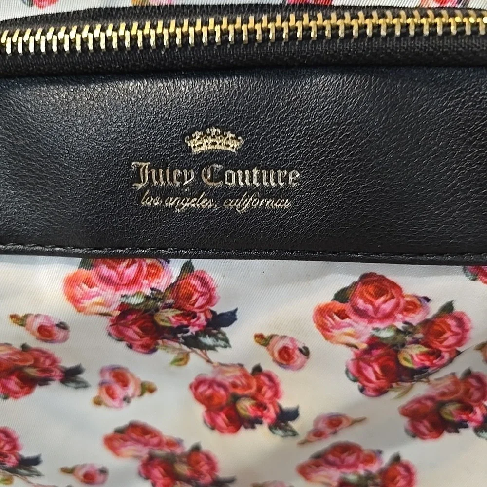 Juicy Couture Varsity Bloom Rose Floral Mid‎ Crossbody Bag Purse White Pink